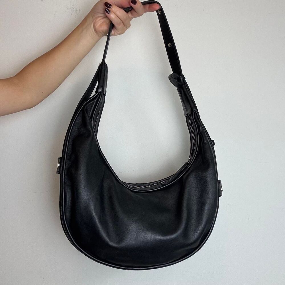 Anthropologie Stud Leather Moon Shoulder Hobo Bag